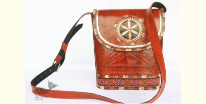 Be Nomadic | Kutchi Leather Sling Bag With Rabari Embroidery - 7
