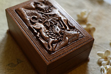 Lion Wood Carving ~ Walnut Wood Box