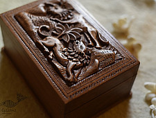 Lion Wood Carving ~ Walnut Wood Box
