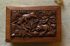 Tiger Wood Carving ~ Walnut Wood Box