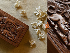 Lion Wood Carving ~ Walnut Wood Box