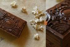 Wood Flower Carving ~ Walnut Wood Box