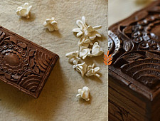 Wood Flower Carving ~ Walnut Wood Box