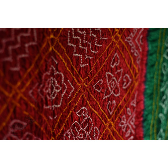 shop Gajji Silk - Traditional Bandhani Dupatta in Red & Green Color