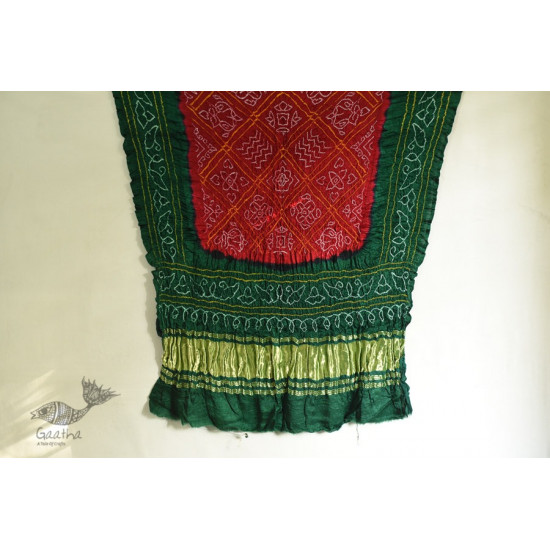 shop Gajji Silk - Traditional Bandhani Dupatta in Red & Green Color