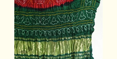 Arundhati | Gajji Silk - Traditional Bandhani Dupatta in Red & Green Color