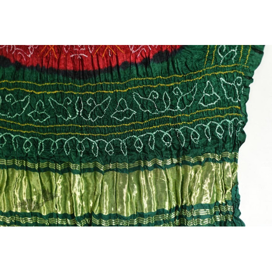 shop Gajji Silk - Traditional Bandhani Dupatta in Red & Green Color