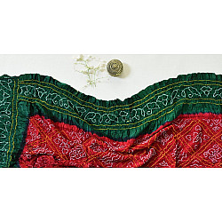 Arundhati | Gajji Silk - Traditional Bandhani Dupatta in Red & Green Color