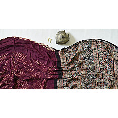 Arundhati | Modal Silk Ajrakh Tie & Dye Saree - Violet 