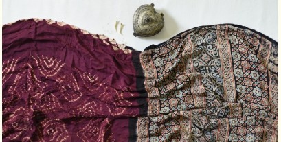 Arundhati | Modal Silk Ajrakh Tie & Dye Saree - Violet 