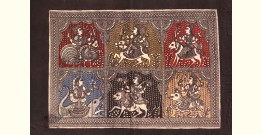 Sacred cloth of the Goddess - Six Devi ( 15" X 18" )
