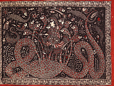 Sacred cloth of the Goddess - Krishna with Kalia ( 15" X 18" )