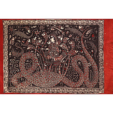 Sacred cloth of the Goddess - Krishna with Kalia ( 15" X 18" )