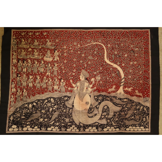 Sacred cloth of the Goddess - Matsya Avtar ( 38 X 29 )