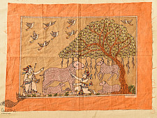 Sacred Cloth Of The Goddess ~ Mata ni Pachedi - A Painting About Shepherd Cutting Wool
