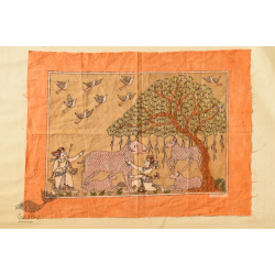 Sacred Cloth Of The Goddess ~ Matani Pachedi - A Painting About Shepherd Cutting Wool