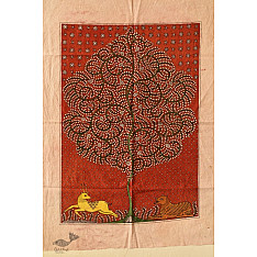 Sacred Cloth Of The Goddess ~ Mata ni Pachedi Painting - Tiger Hunting Deer