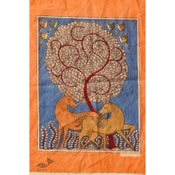 Sacred Cloth Of The Goddess ~ Matani Pachedi Painting - Deer Under The Tree Of Life