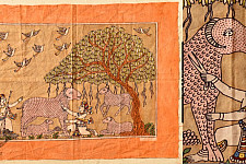 Sacred Cloth Of The Goddess ~ Mata ni Pachedi - A Painting About Shepherd Cutting Wool