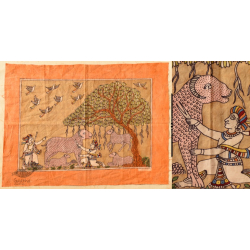 Sacred Cloth Of The Goddess ~ Matani Pachedi - A Painting About Shepherd Cutting Wool