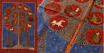 Sacred Cloth Of The Goddess ~ Matani Pachedi Painting - Animal & Birds in Life of Tree