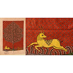 Sacred Cloth Of The Goddess ~ Mata ni Pachedi Painting - Tiger Hunting Deer