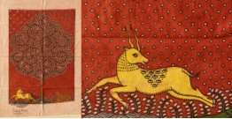 Sacred Cloth Of The Goddess ~ Matani Pachedi Painting - Tiger Hunting Deer