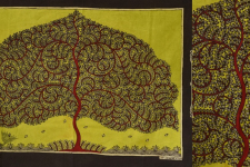 Sacred cloth of the Goddess | Hand Painted Tree of Life in Yellow Background (29" x 22")