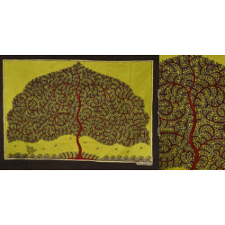 Sacred cloth of the Goddess | Hand Painted Tree of Life in Yellow Background (29" x 22")