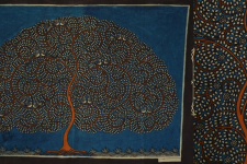 Sacred cloth of the Goddess | Maatani Pachedi Painting ~ Tree in blue Background (28" x 20") 