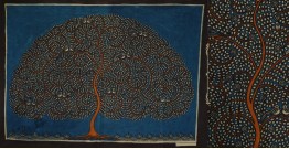 Sacred cloth of the Goddess | Maatani Pachedi Painting ~ Tree in blue Background (28" x 20") 