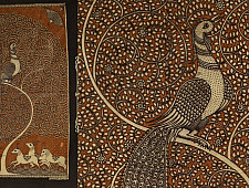 Sacred cloth of the Goddess | Mata ni Pachedi Hand Painted Painting ~ Tree & Peacock (31" x 22") 