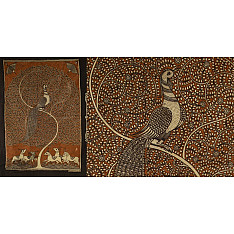 Sacred cloth of the Goddess | Mata ni Pachedi Hand Painted Painting ~ Tree & Peacock (31" x 22") 