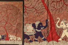 Sacred cloth of the Goddess | Tree of Life in Red Background & Elephants (42" x 31")