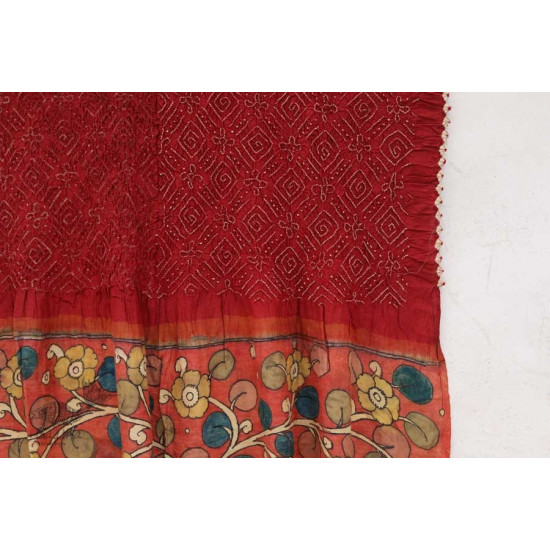 संधि  ⊱ Kalamkari Bandhni ⊱ Munga Silk ⊱ Dupatta ⊱ 9