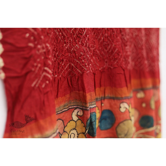 संधि  ⊱ Kalamkari Bandhni ⊱ Munga Silk ⊱ Dupatta ⊱ 9