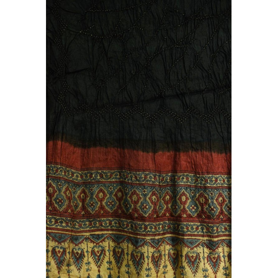 shop Ajrakh Bandhani Tussar Silk Stole