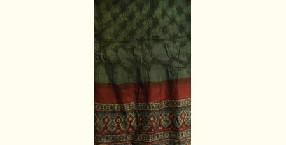 Ada . अदा | Ajrakh Bandhani Tussar Silk Stole - Grey