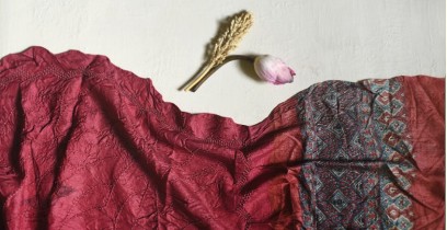 Ada . अदा | Ajrakh Bandhani Tussar Silk Stole - Brick Red