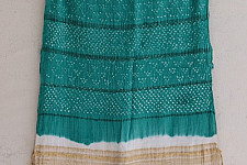 Ada . अदा | Handloom Cotton . Bamboo Silk | Bandhani Stole ( Sea Green ) - 8