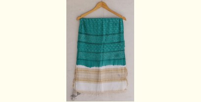 Ada . अदा | Handloom Cotton . Bamboo Silk | Bandhani Stole ( Sea Green ) - 8