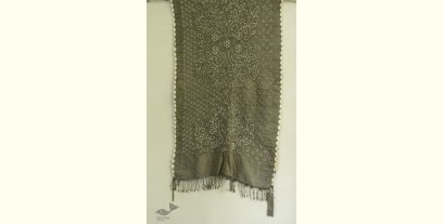 Lahza . लहज़ा | Natural Color Tai & Dye - Mul Handloom Cotton Grey Stole 