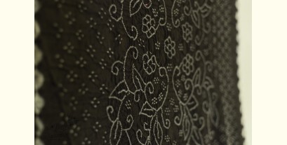 Lahza . लहज़ा | Natural Color - Mul Handloom Cotton - Bandhani Stole - Grey