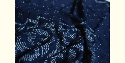 Lahza . लहज़ा | Natural Color Tai & Dye - Mul Handloom Cotton Grey Stole - Dark Blue