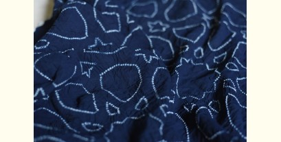 Lahza . लहज़ा | Natural Color Bandhani - Handloom Cotton Stole - Dark Blue