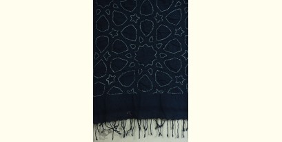 Lahza . लहज़ा | Natural Color Bandhani - Handloom Cotton Stole - Dark Blue