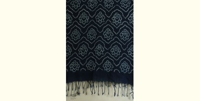 Lahza . लहज़ा | Natural Color Bandhani - Handloom Cotton Stole - Indigo
