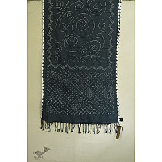 Lahza . लहज़ा | Natural Color Bandhani - Handloom Cotton Stole - Bluish Grey
