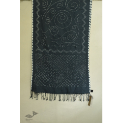 Lahza . लहज़ा | Natural Color Bandhani - Handloom Cotton Stole - Bluish Grey