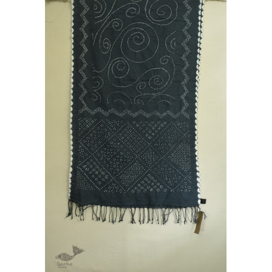 shop Natural Color bandhani -  Handloom Cotton Grey Stole 